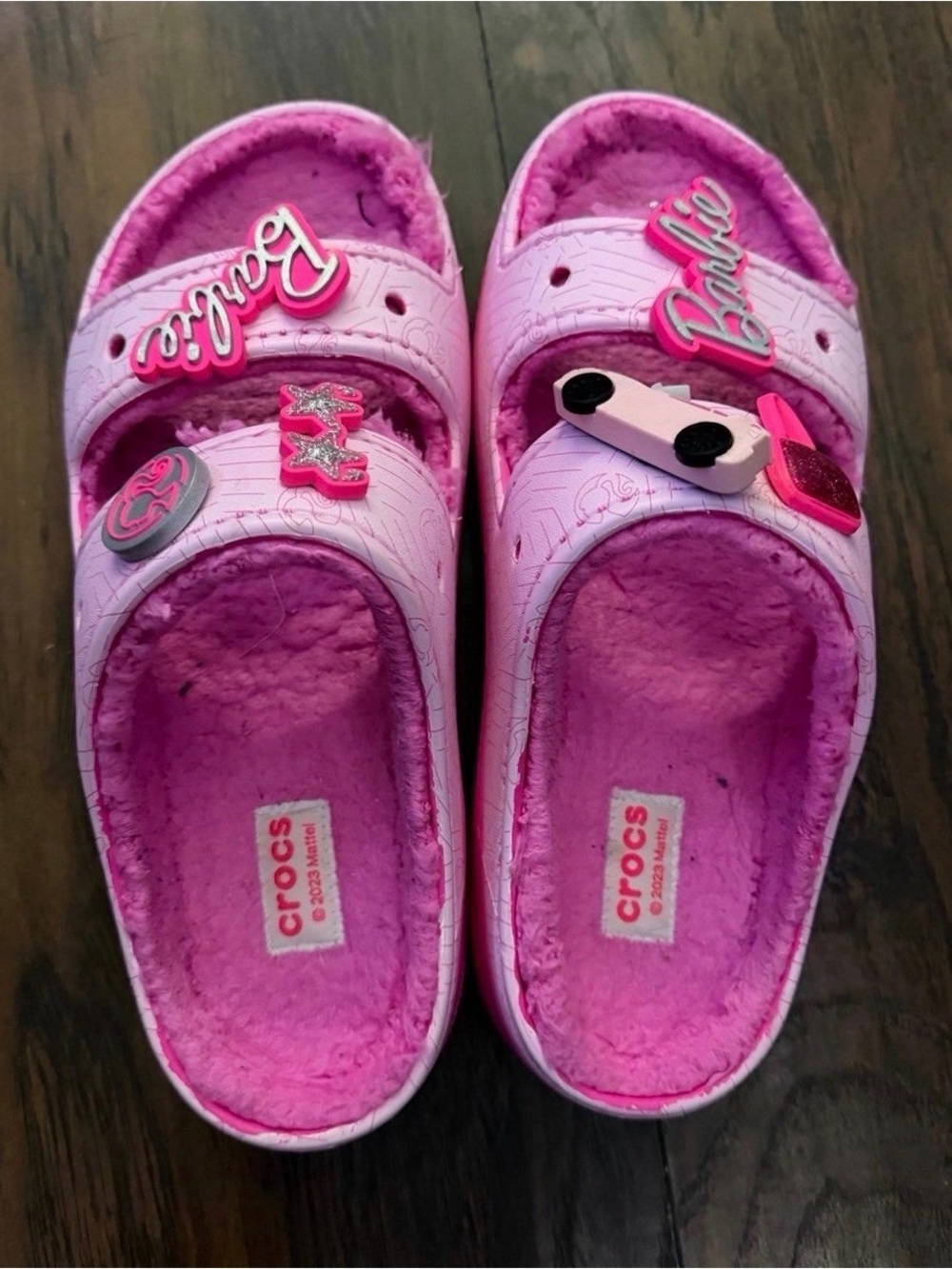 CROCS Pink Barbie Plush-Lined Clogs with Charms